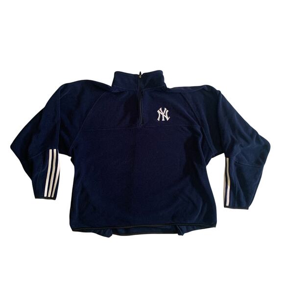 Adidas Men's Size 2XL New York Yankees 1/4 Zip Baseball Fleece Pullover Sweater - Picture 3 of 16